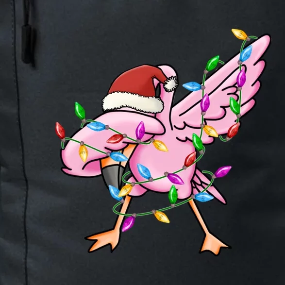 Cute Flamingo Dabbing Christmas Lights Xmas Santa Hat Gift Daily Commute Backpack