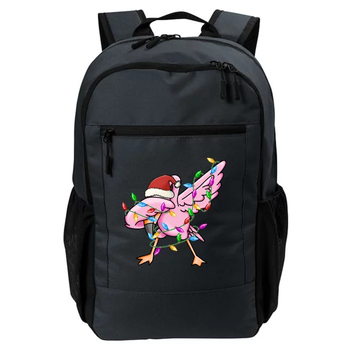 Cute Flamingo Dabbing Christmas Lights Xmas Santa Hat Gift Daily Commute Backpack