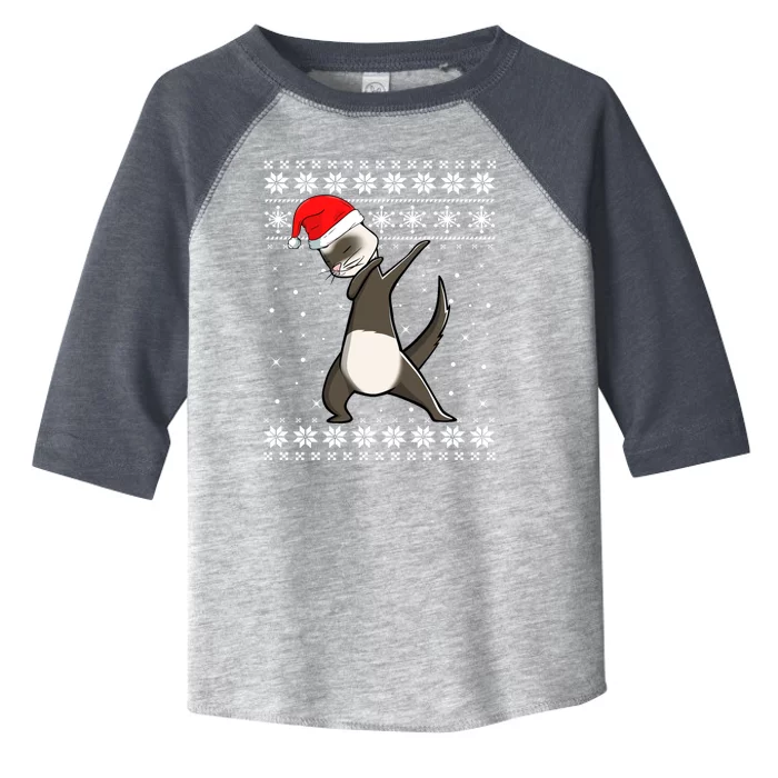 Cute Ferret Dabbing Dance Ugly Sweater Christmas Pajamas Gift Toddler Fine Jersey T-Shirt