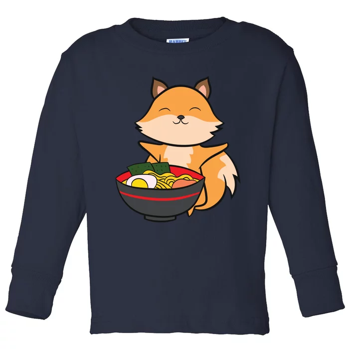 Cute Fox Eating Ra Love Ra And Foxes Toddler Long Sleeve Shirt