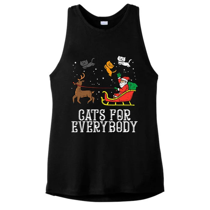 Cats For Everybody Christmas Cat Funny Xmas Santa Ladies Tri-Blend Wicking Tank