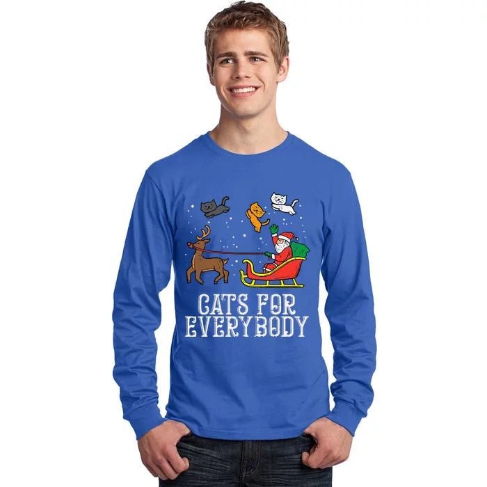 Cats For Everybody Christmas Cat Funny Xmas Santa Tall Long Sleeve T-Shirt