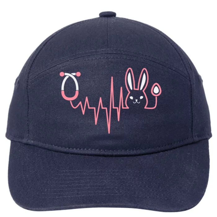 Cute Funny Easter Bunny Heart Beat Stethoscope 7-Panel Snapback Hat