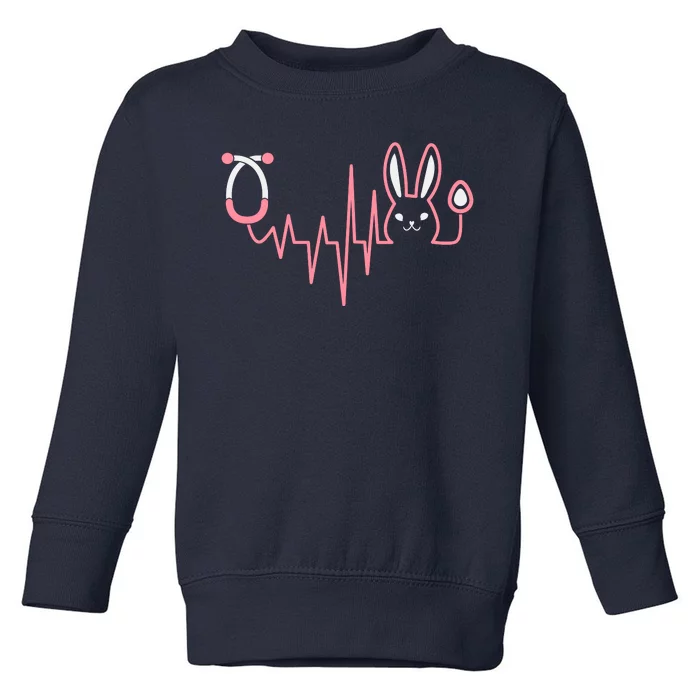 Cute Funny Easter Bunny Heart Beat Stethoscope Toddler Sweatshirt