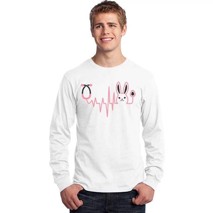 Cute Funny Easter Bunny Heart Beat Stethoscope Long Sleeve Shirt