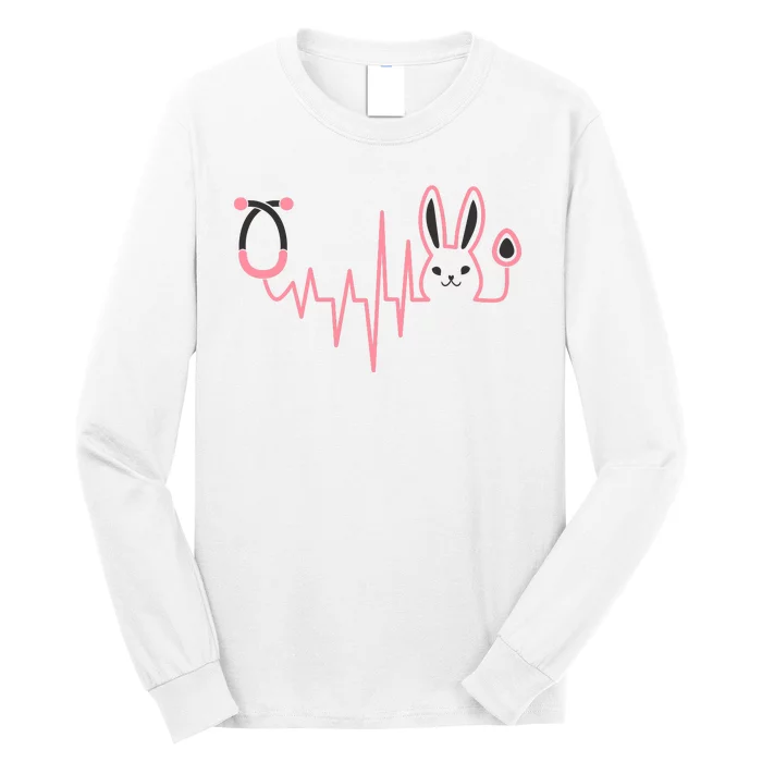 Cute Funny Easter Bunny Heart Beat Stethoscope Long Sleeve Shirt