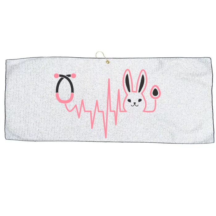 Cute Funny Easter Bunny Heart Beat Stethoscope Large Microfiber Waffle Golf Towel