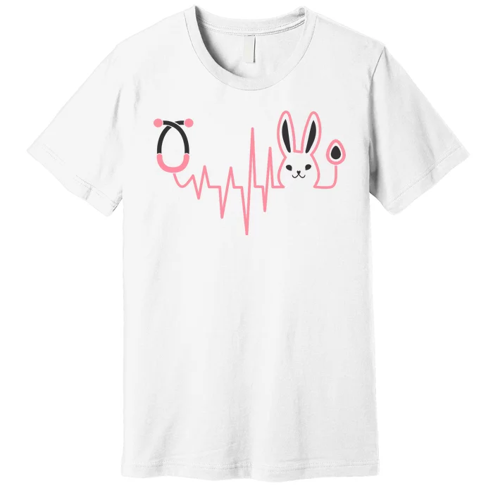 Cute Funny Easter Bunny Heart Beat Stethoscope Premium T-Shirt