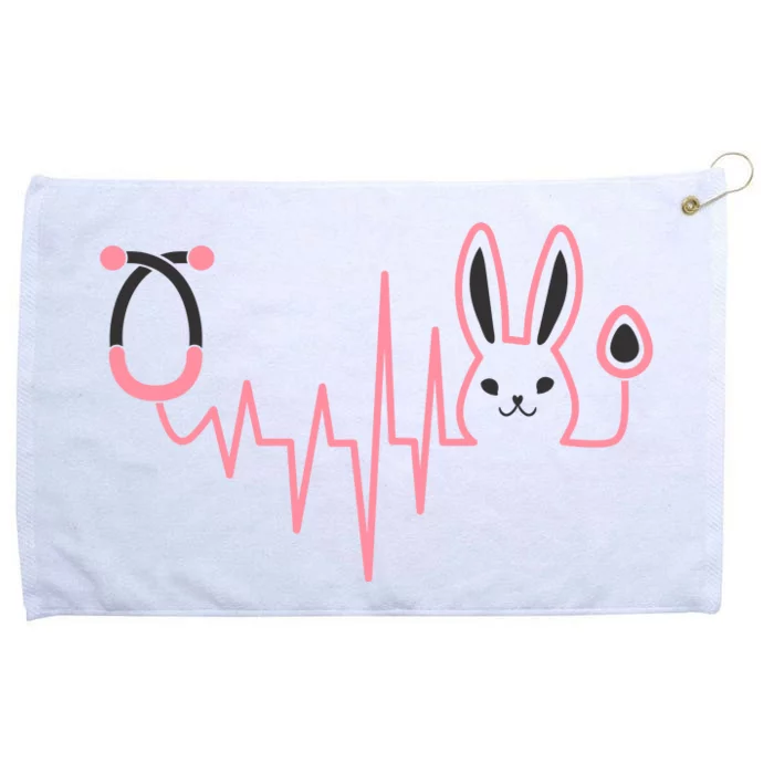 Cute Funny Easter Bunny Heart Beat Stethoscope Grommeted Golf Towel