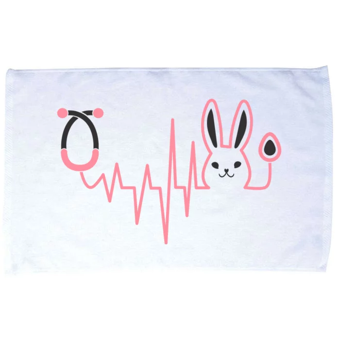 Cute Funny Easter Bunny Heart Beat Stethoscope Microfiber Hand Towel