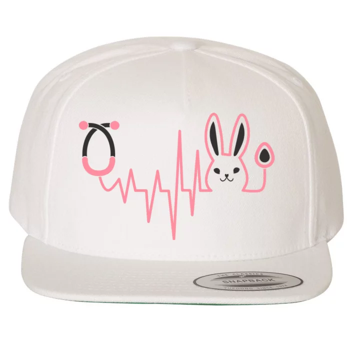 Cute Funny Easter Bunny Heart Beat Stethoscope Wool Snapback Cap