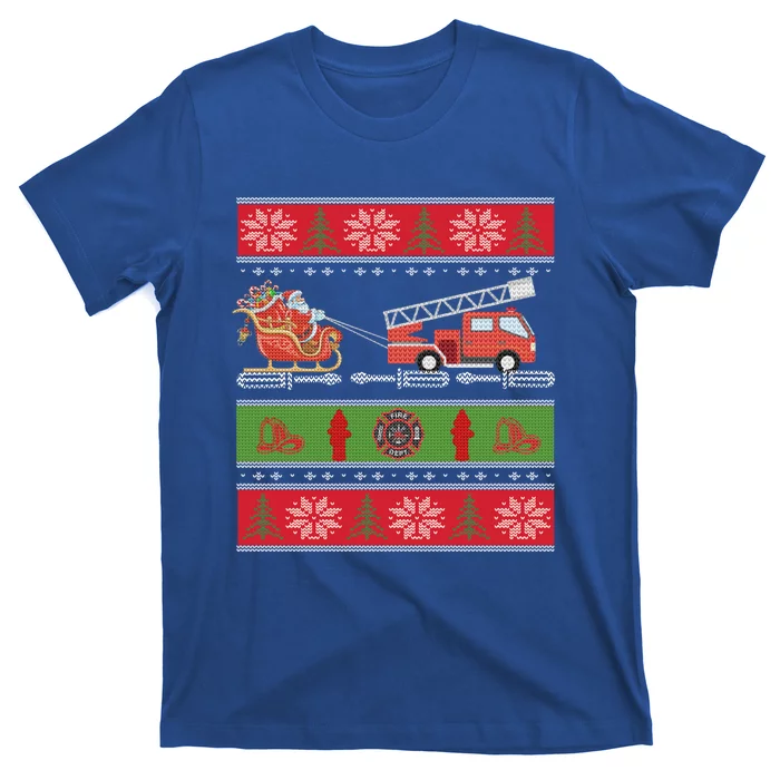 Christmas Fire Engine Fire Truck Fighter Ugly Xmas Gift T-Shirt