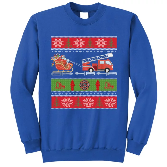 Christmas Fire Engine Fire Truck Fighter Ugly Xmas Gift Tall Sweatshirt