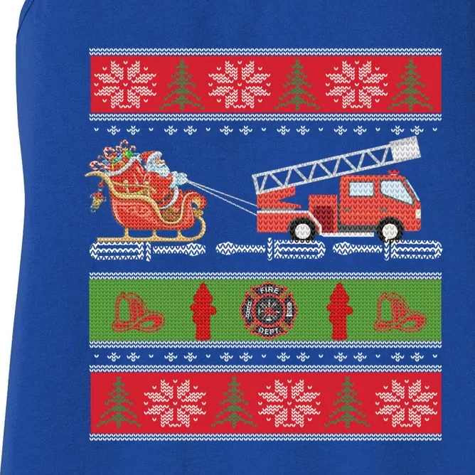 Christmas Fire Engine Fire Truck Fighter Ugly Xmas Gift Women's Racerback Tank