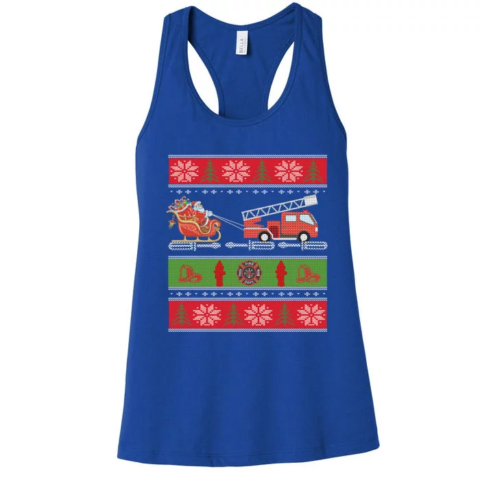 Christmas Fire Engine Fire Truck Fighter Ugly Xmas Gift Women's Racerback Tank