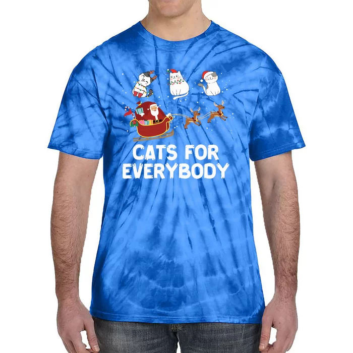 Cats For Everybody Festive Christmas Santa Xmas Funny Ugly Tie-Dye T-Shirt