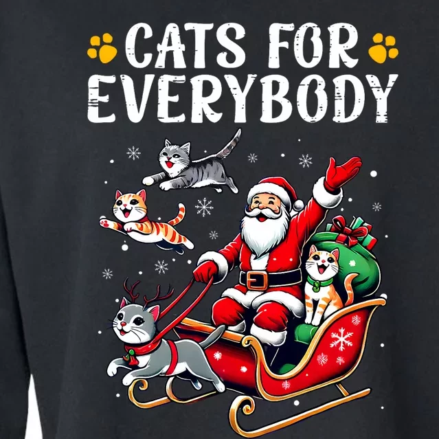 Cats For Everybody Christmas Cat Funny Xmas Santa Cropped Pullover Crew