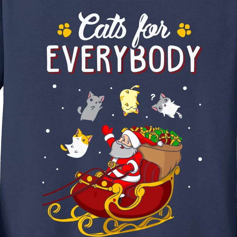 Cats For Everybody Ugly Christmas Cat Kids Long Sleeve Shirt