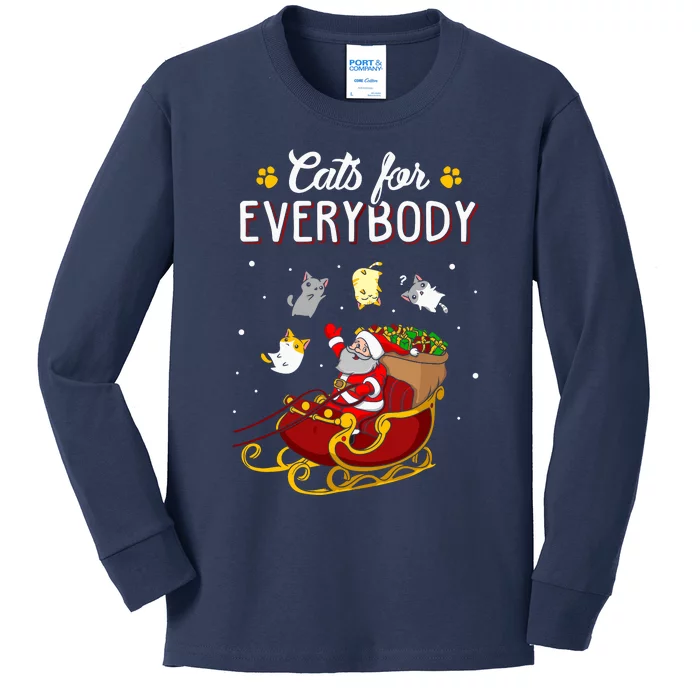 Cats For Everybody Ugly Christmas Cat Kids Long Sleeve Shirt