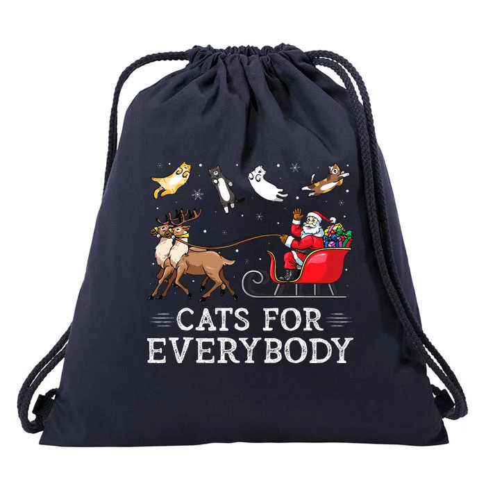 Cats For Everybody Christmas Cat Funny Xmas Santa Drawstring Bag