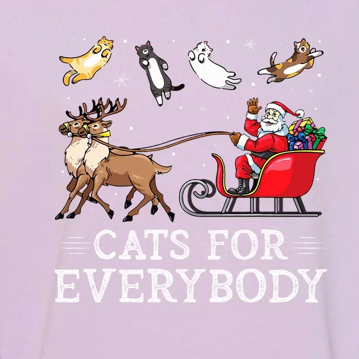 Cats For Everybody Christmas Cat Funny Xmas Santa Garment-Dyed Sweatshirt