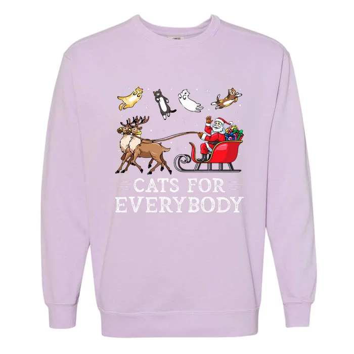 Cats For Everybody Christmas Cat Funny Xmas Santa Garment-Dyed Sweatshirt