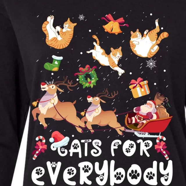 Cats For Everybody Christmas Santa Cats Lovers Gift Womens Cotton Relaxed Long Sleeve T-Shirt