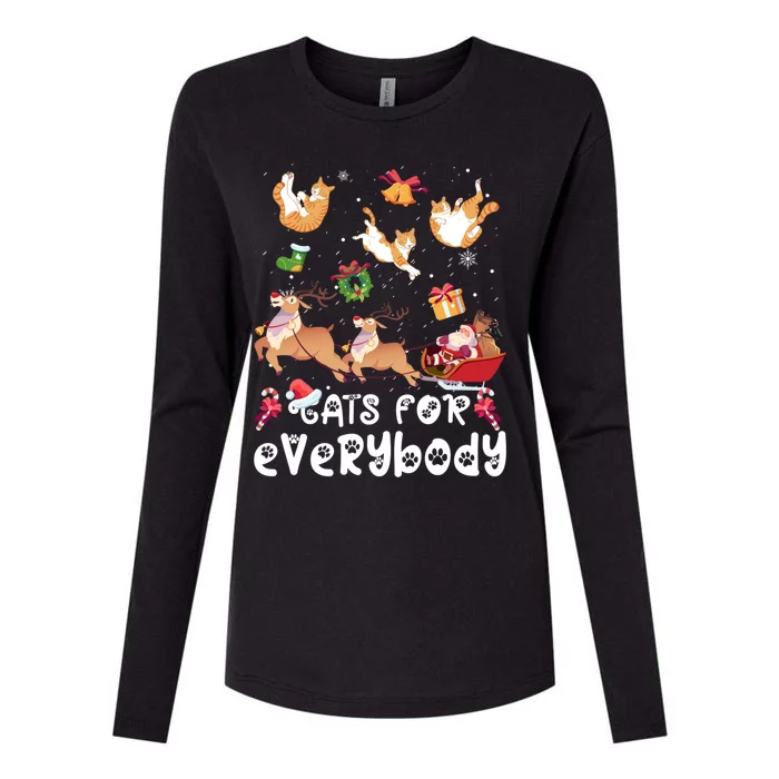 Cats For Everybody Christmas Santa Cats Lovers Gift Womens Cotton Relaxed Long Sleeve T-Shirt