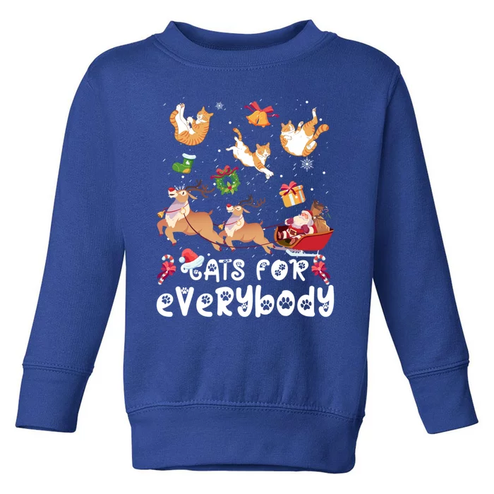 Cats For Everybody Christmas Santa Cats Lovers Gift Toddler Sweatshirt