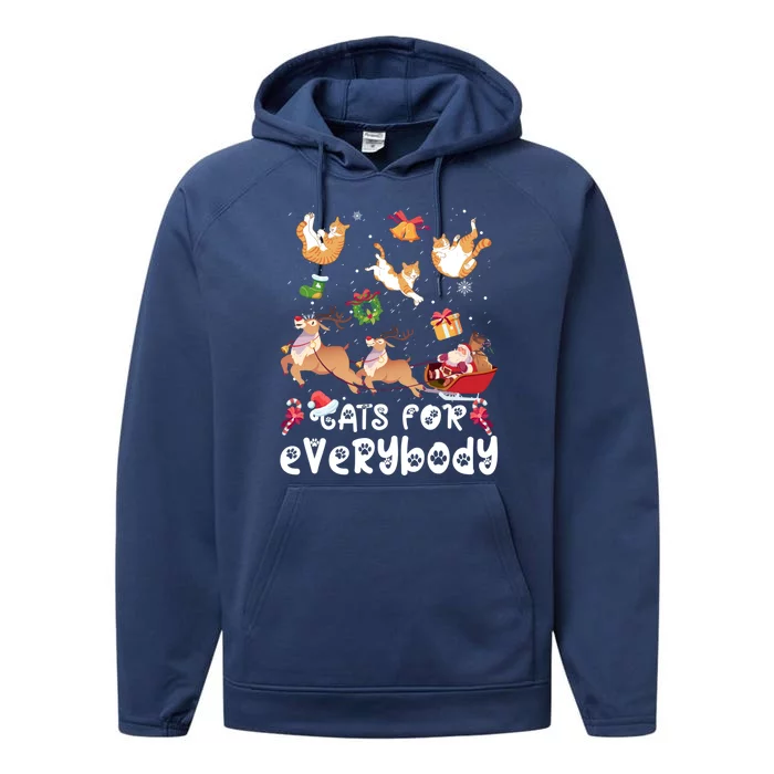 Cats For Everybody Christmas Santa Cats Lovers Gift Performance Fleece Hoodie