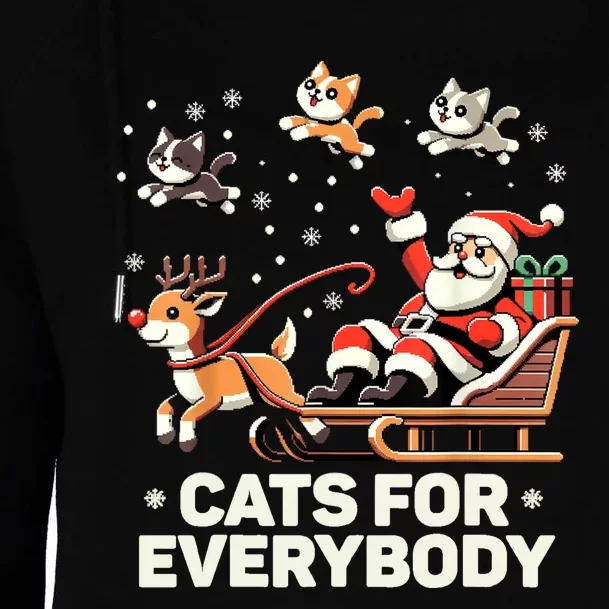 Cats For Everybody Funny Christmas Cat Xmas Women Santa Womens Funnel Neck Pullover Hood