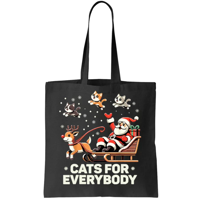 Cats For Everybody Funny Christmas Cat Xmas Women Santa Tote Bag