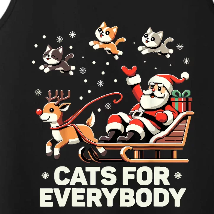 Cats For Everybody Funny Christmas Cat Xmas Women Santa Performance Tank