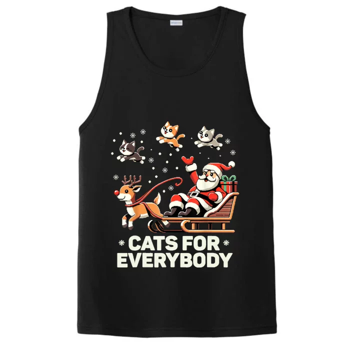 Cats For Everybody Funny Christmas Cat Xmas Women Santa Performance Tank