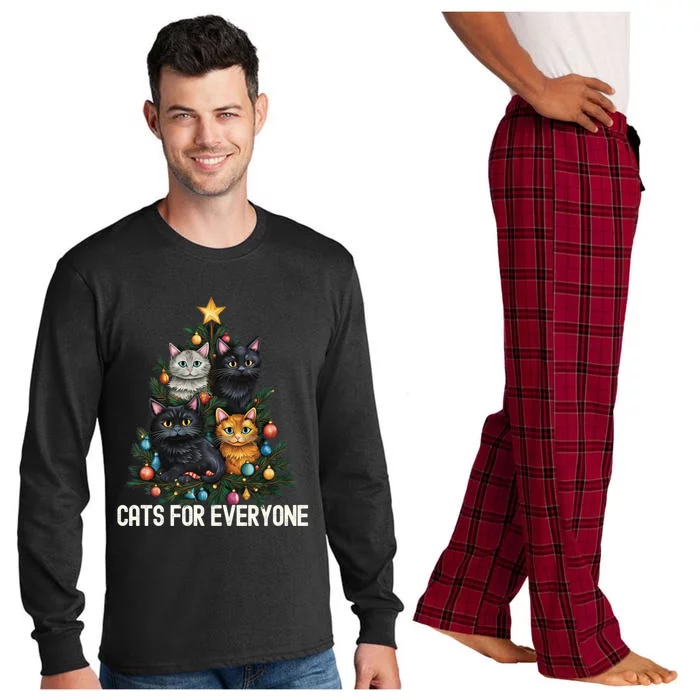 Cats For Everybody Christmas Tree Gift Long Sleeve Pajama Set