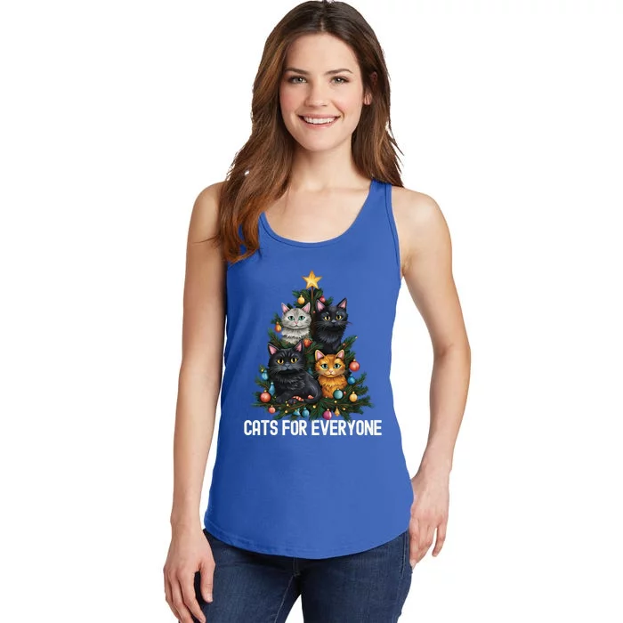 Cats For Everybody Christmas Tree Gift Ladies Essential Tank