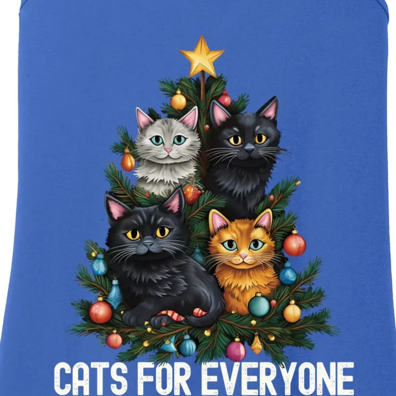 Cats For Everybody Christmas Tree Gift Ladies Essential Tank