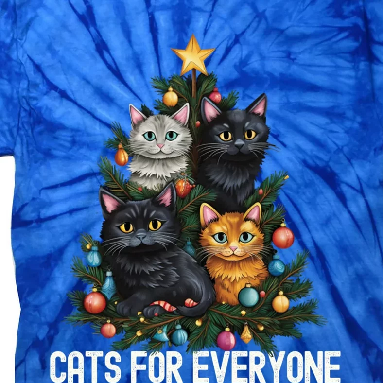 Cats For Everybody Christmas Tree Gift Tie-Dye T-Shirt