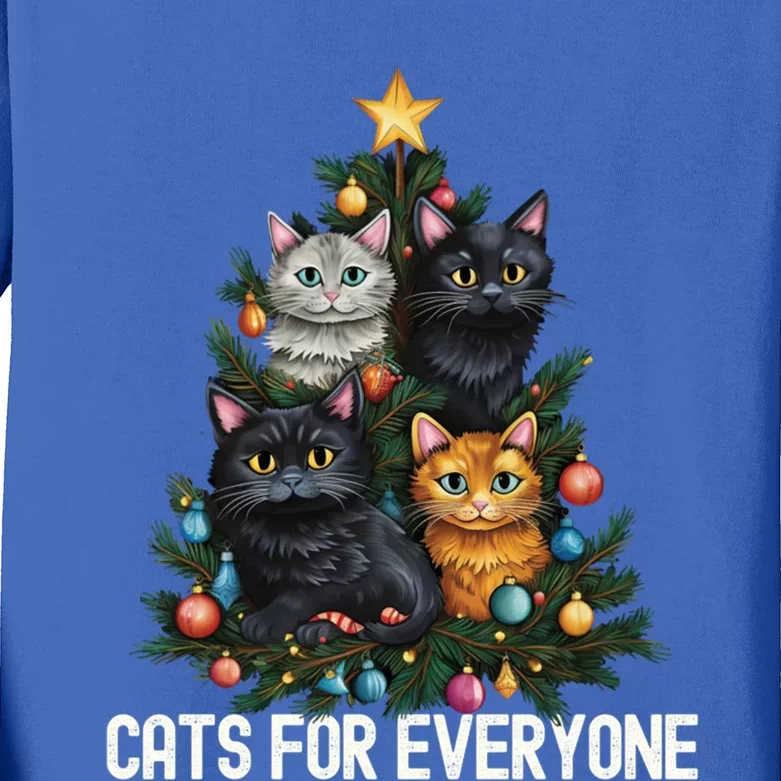 Cats For Everybody Christmas Tree Gift Kids Long Sleeve Shirt