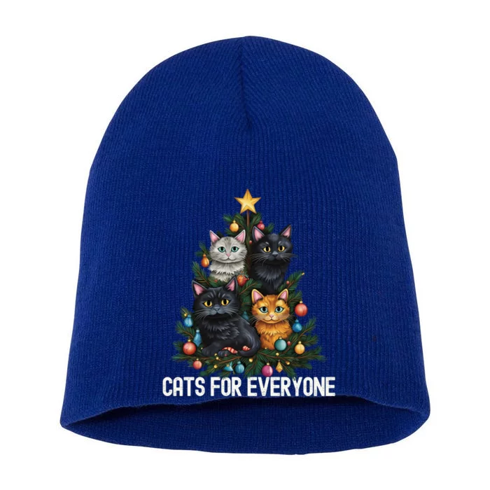 Cats For Everybody Christmas Tree Gift Short Acrylic Beanie