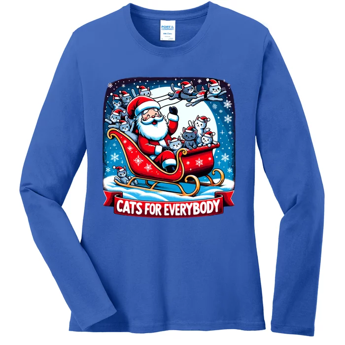 Cats For Everybody Festive Cats For Everybody Christmas Gift Ladies Long Sleeve Shirt