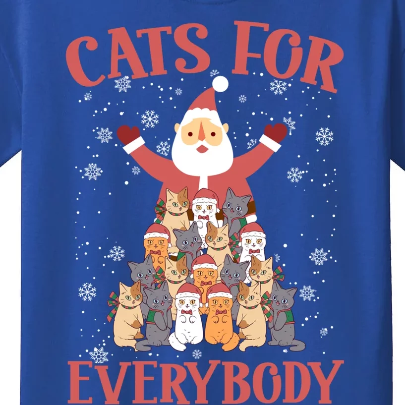 Cats For Everybody Funny Cat Santa Christmas Merry Catmas Funny Gift Kids T-Shirt