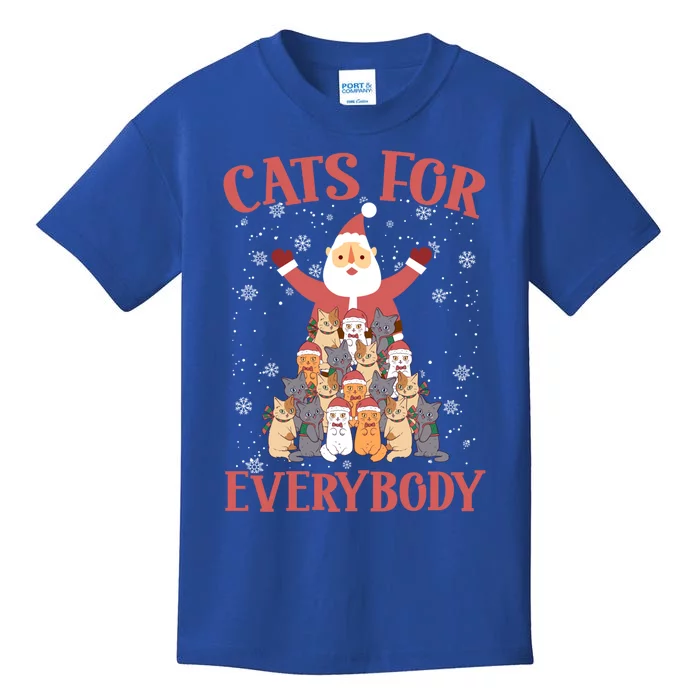 Cats For Everybody Funny Cat Santa Christmas Merry Catmas Funny Gift Kids T-Shirt