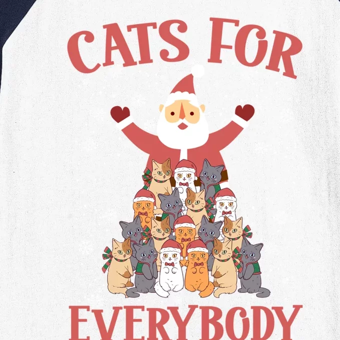 Cats For Everybody Funny Cat Santa Christmas Merry Catmas Funny Gift Baseball Sleeve Shirt