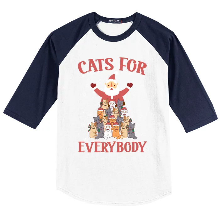 Cats For Everybody Funny Cat Santa Christmas Merry Catmas Funny Gift Baseball Sleeve Shirt