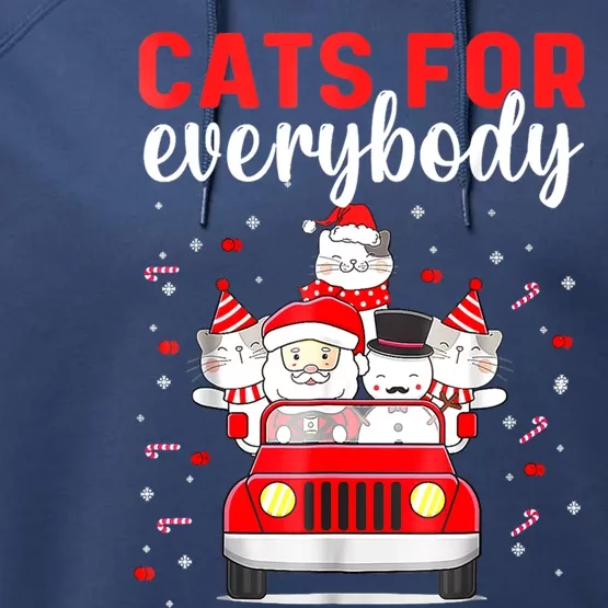 Cats For Everybody Funny Christmas Santa Cat Pet Lover Funny Gift Performance Fleece Hoodie