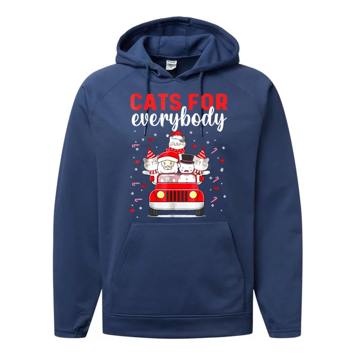 Cats For Everybody Funny Christmas Santa Cat Pet Lover Funny Gift Performance Fleece Hoodie