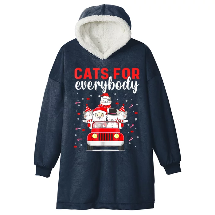 Cats For Everybody Funny Christmas Santa Cat Pet Lover Funny Gift Hooded Wearable Blanket