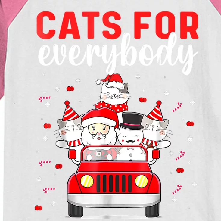 Cats For Everybody Funny Christmas Santa Cat Pet Lover Funny Gift Kids Colorblock Raglan Jersey