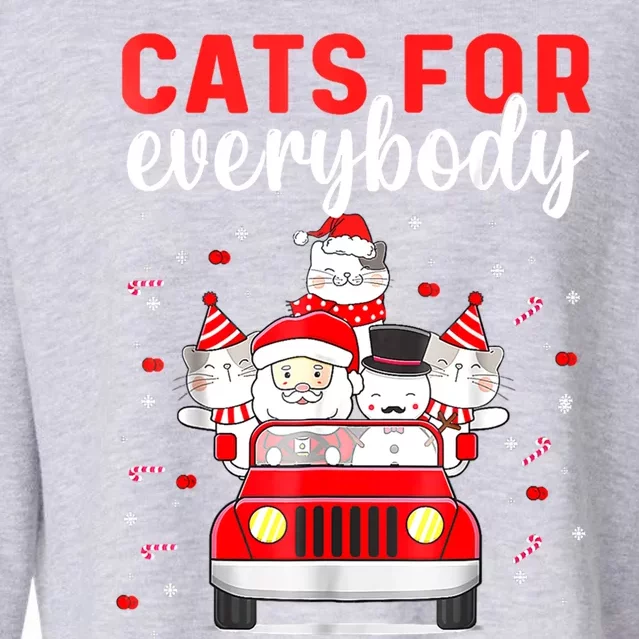 Cats For Everybody Funny Christmas Santa Cat Pet Lover Funny Gift Cropped Pullover Crew